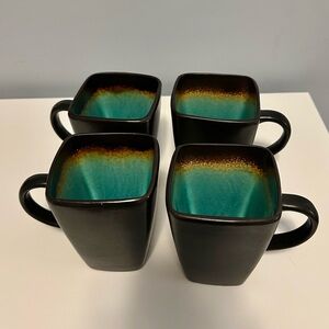 Baum Bros Jade Galaxy Square Mugs
Set of 4 Green Glaze